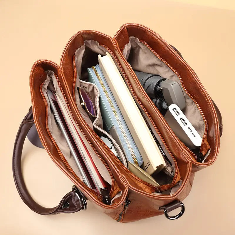 Modieuze retro Boston-tas van echt leer