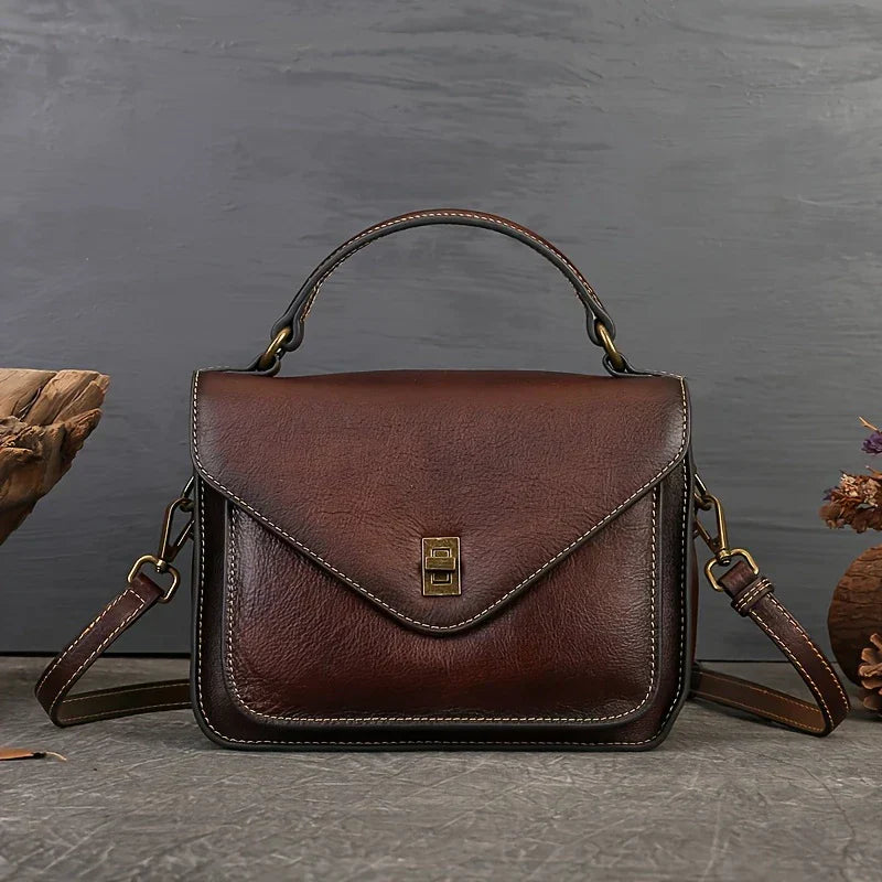 Echte leren dames retro Mailman crossbody tas