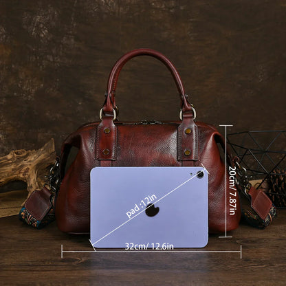 Bruine leren Vintage Geïnspireerd tas