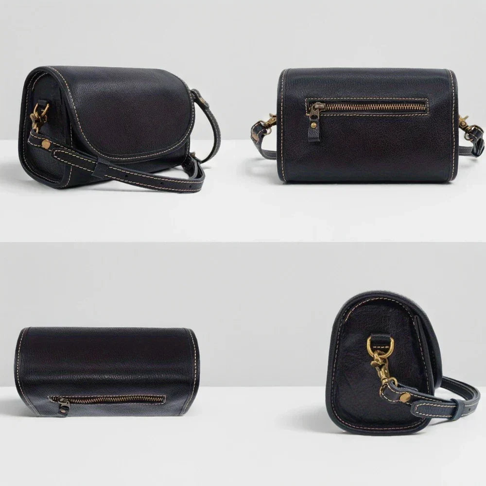 Vintage-stijl echte leren crossbodytas voor dames