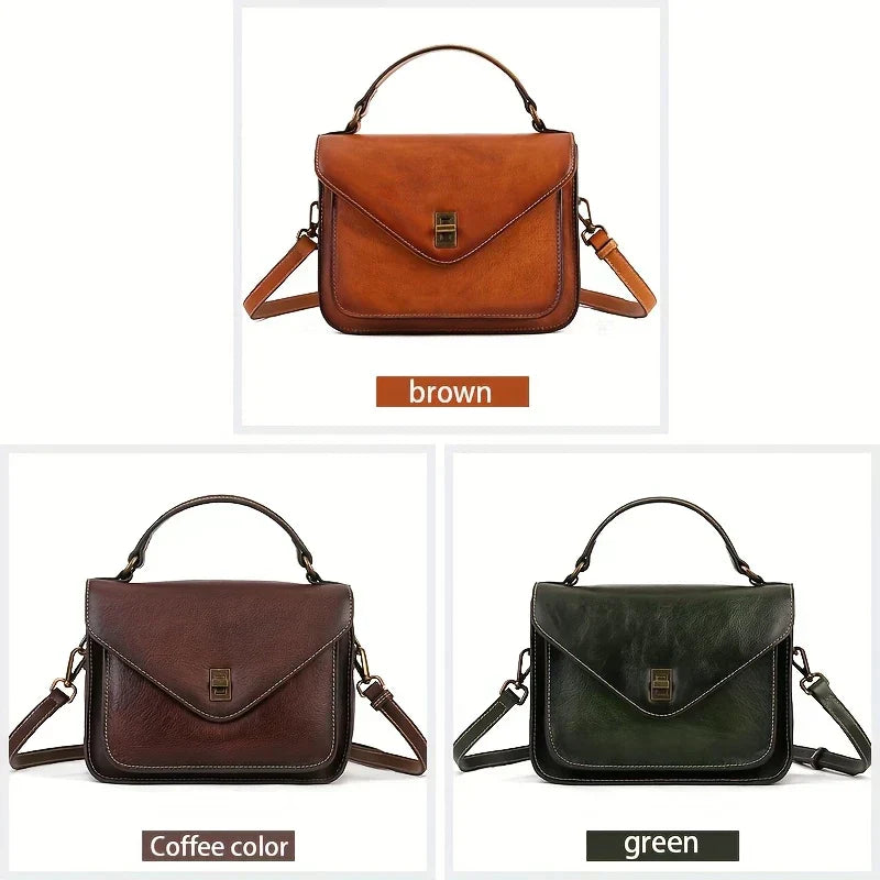Echte leren dames retro Mailman crossbody tas