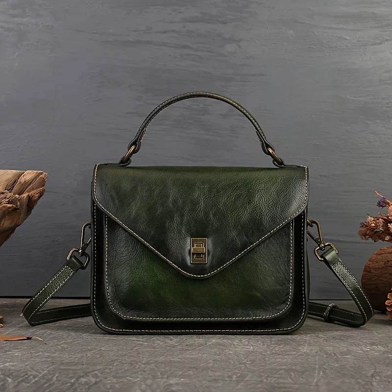 Echte leren dames retro Mailman crossbody tas