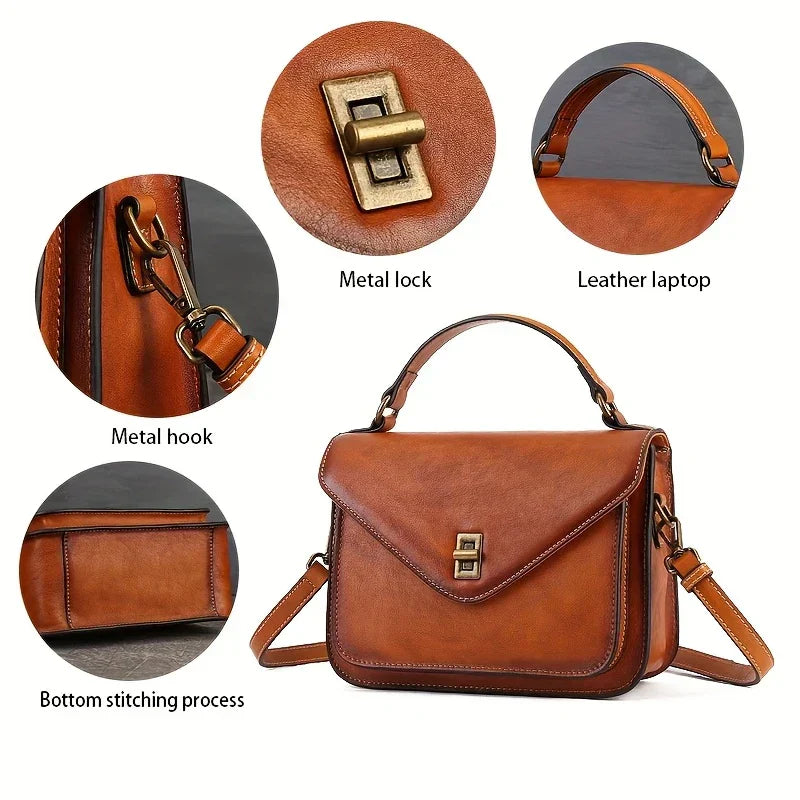 Echte leren dames retro Mailman crossbody tas